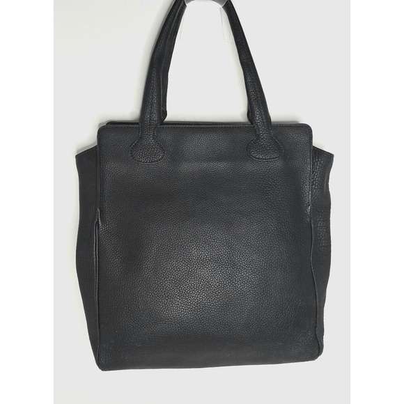 Barneys New York Handbags - BARNEYS NEW YORK BLACK PEBBLED Leather Tote Bag LINEN LINED MADE IN ITALY LARGE
